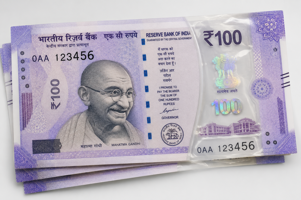 Plastics 100 Indian note